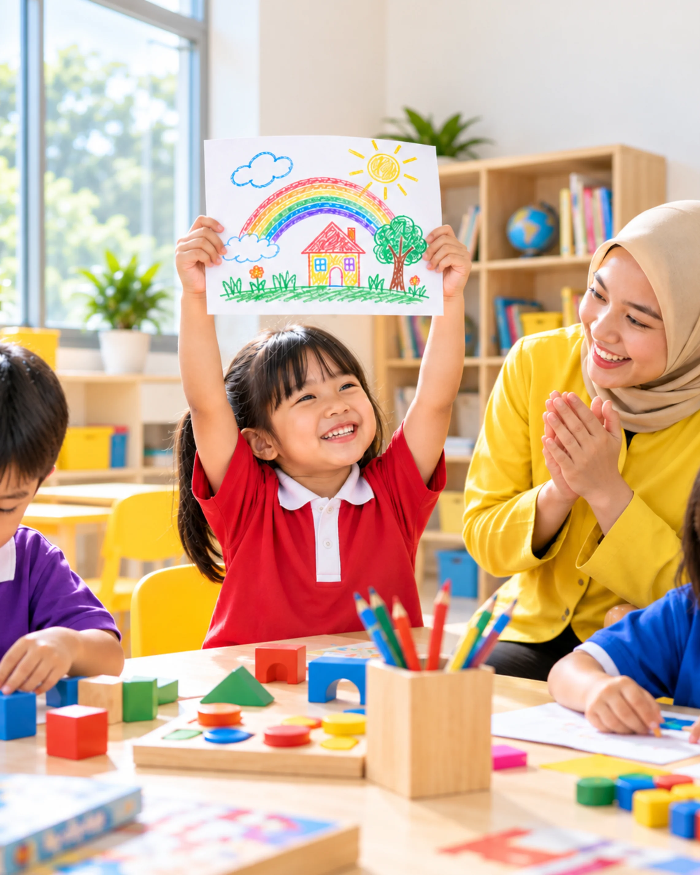 anak anak sedang happy belajar bersama miss di smartkidz